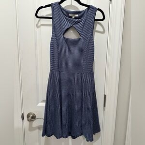 BB Dakota Navy and White Striped Sleeveless Fit & Flare Dress